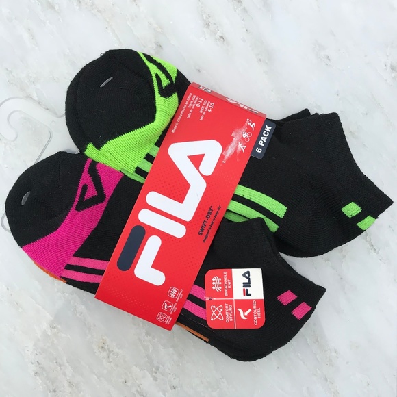 Fila Accessories - FILA 6-Pack Women's Black No Show Athletic Socks
